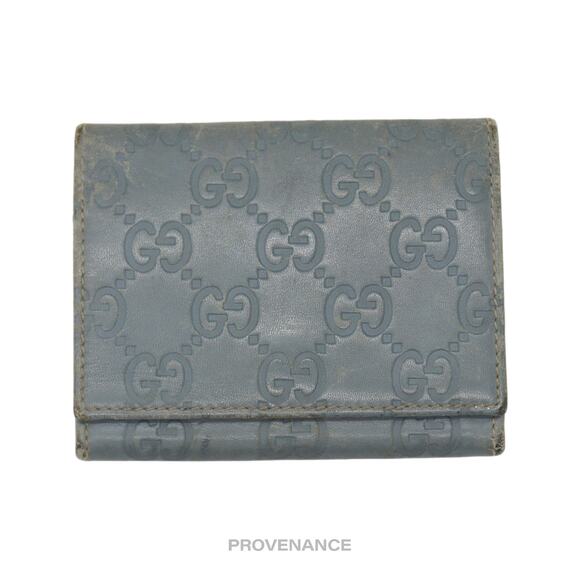 🔴 Gucci Card Holder Wallet - Powder Blue Guccissima Leather - Picture 1 of 7